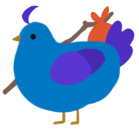 Twitter 4, a sapphire and indigo chicken