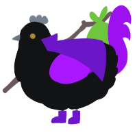 A black and amethyst chicken