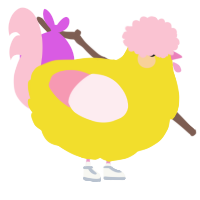 A yellow and rose chicken