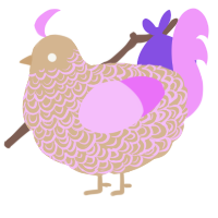 A beige and lavender chicken with a double-lace pattern