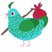A aqua and viridian chicken with a lace pattern