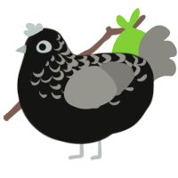 Oliver, a black and ash chicken with a half-lace pattern