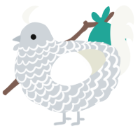 A mist and white chicken with a lace pattern