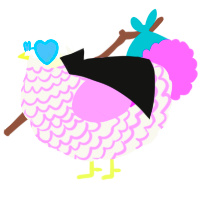 A white and lavender chicken with a lace pattern