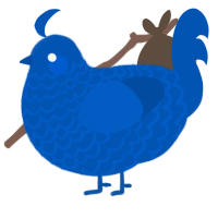 A ultramarine chicken with a lace pattern