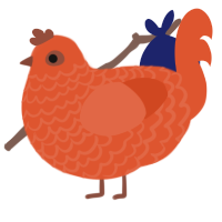 A vermilion chicken with a lace pattern