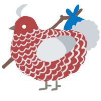A red and mist chicken with a lace pattern