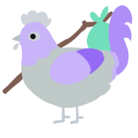 Misty, a silver and lilac chicken with a head pattern