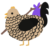 A beige and black chicken with a lace pattern