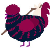 A tumblr and maroon chicken with a bar pattern