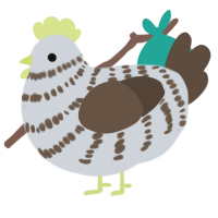 A mist and bark chicken with a bar pattern