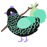A sable and mint chicken with a lace pattern