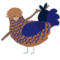 A brown and navy chicken with a lace pattern