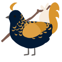 A tumblr and orange chicken with a half-lace pattern