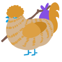 A beige and orange chicken with a bar pattern