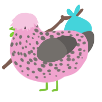A pink and grey chicken with a speckle pattern