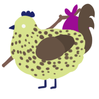 A lemon and bark chicken with a speckle pattern