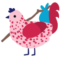 A rose and crimson chicken with a speckle pattern
