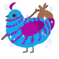 Sparkle, a sky and plum chicken with a bar pattern