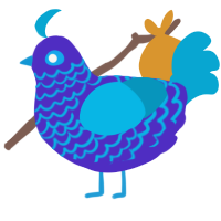 A indigo and cerulean chicken with a lace pattern
