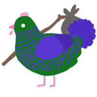 A leaf and indigo chicken with a lace pattern