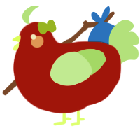 A red and gluppy chicken