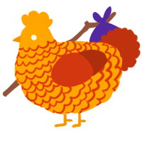 A orange and russet chicken with a lace pattern