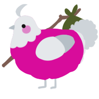 A fuchsia and mist chicken with a head pattern