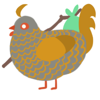 A ash and ochre chicken with a lace pattern