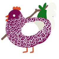 A wine and white chicken with a double-lace pattern