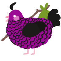 A plum and sable chicken with a lace pattern