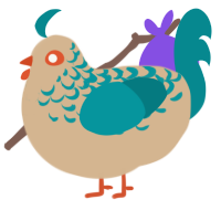 A beige and teal chicken with a half-lace pattern