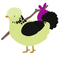 A lemon and black chicken with a neck-speckle pattern