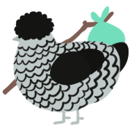A silver and black chicken with a lace pattern