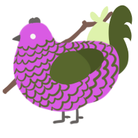 A orchid and olive chicken with a lace pattern