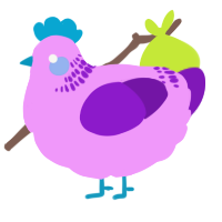 A lavender and violet chicken with a neck-band pattern