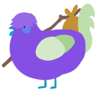 A blurple and gluppy chicken
