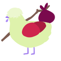 A apple and crimson chicken
