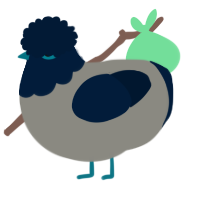 A ash and tumblr chicken with a head pattern