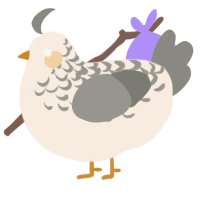 A cream and ash chicken with a half-lace pattern