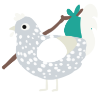 A mist and white chicken with a speckle pattern