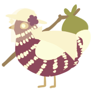 A plum and cream chicken with a bar pattern