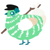 A spring and cream chicken with a bar pattern