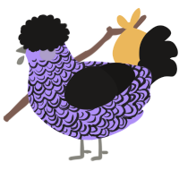 A lilac and sable chicken with a double-lace pattern