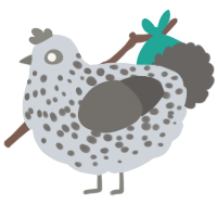 A mist and grey chicken with a speckle pattern