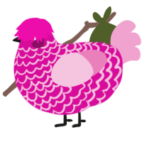 A fuchsia and pink chicken with a lace pattern