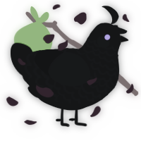 A black chicken with a lace pattern