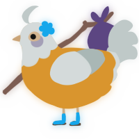 A orange and silver chicken with a head pattern