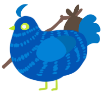 A ultramarine and sapphire chicken with a bar pattern