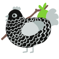 A black and silver chicken with a lace pattern